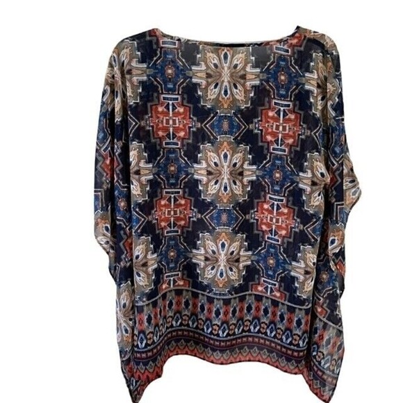 Ariat Navy Wondrous Semi Sheer Tunic Size Medium - Picture 4 of 8